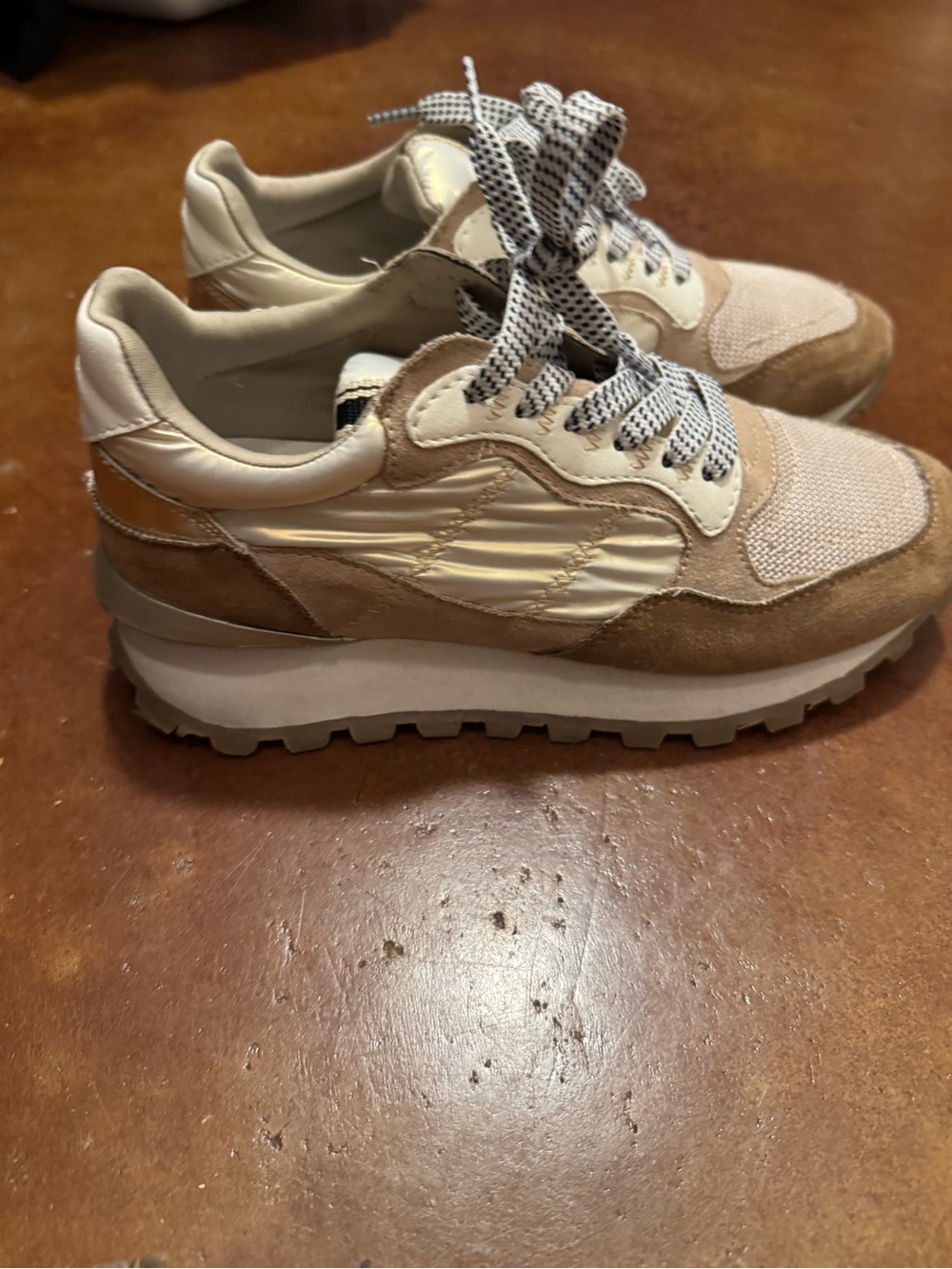 Women’s Beige Suede & Textile Platform Sneakers - Neutral Everyday Style